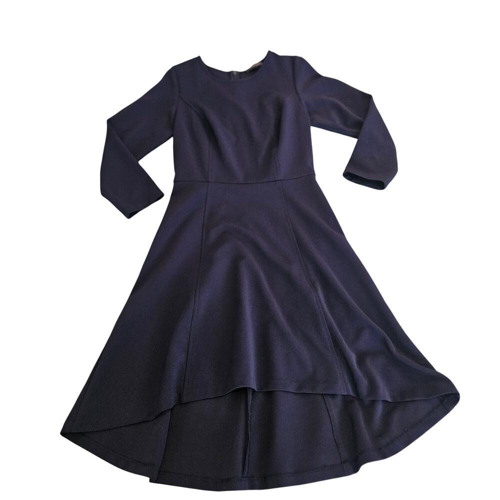 The Limited Navy Blue High Low Fit & Flare Dress XS Long Sleeve *flawed*